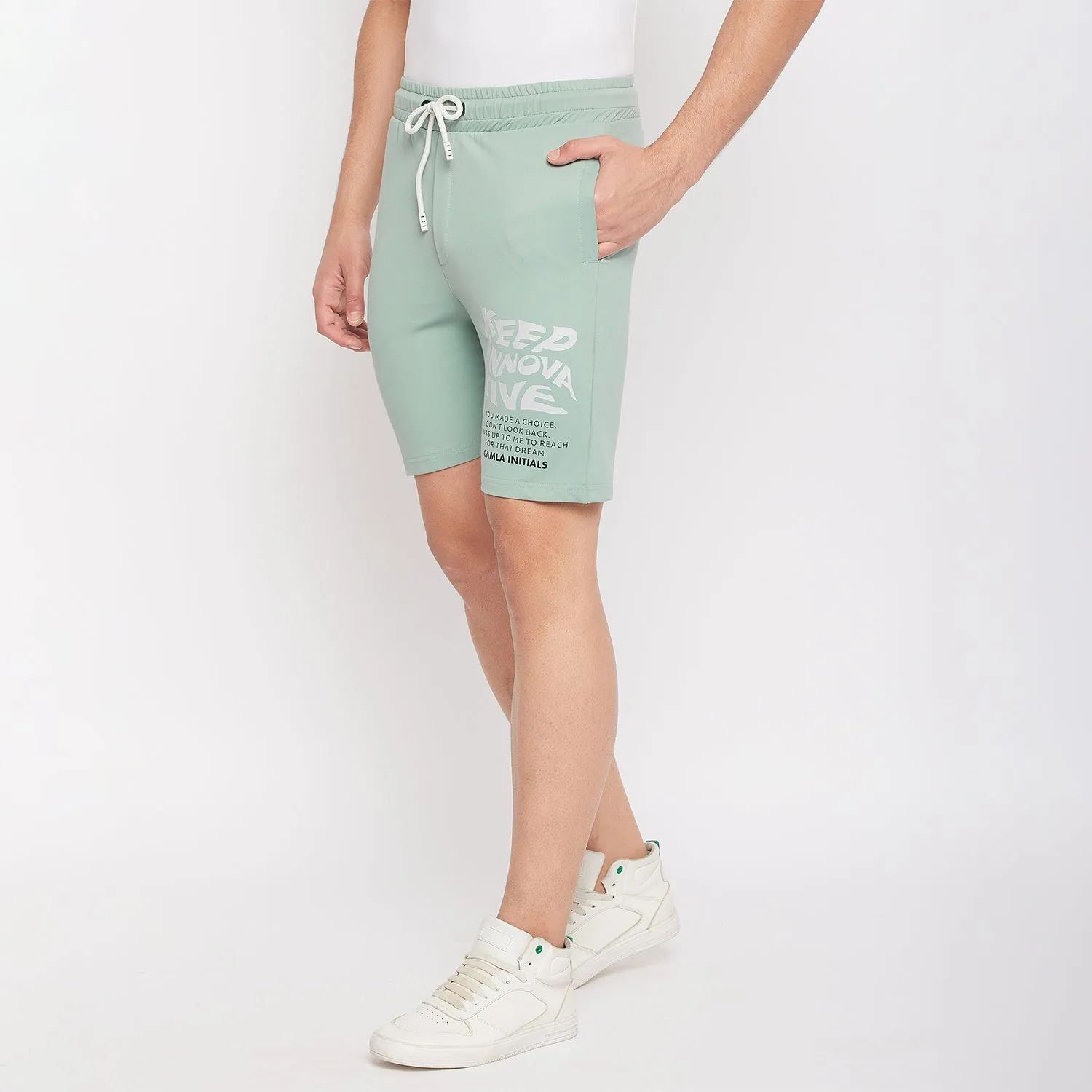 Camla Barcelona Sea Green Cotton Shorts