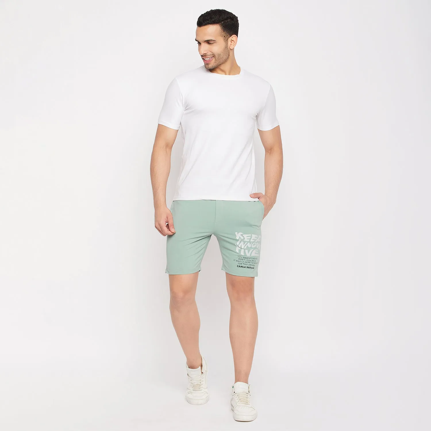 Camla Barcelona Sea Green Cotton Shorts