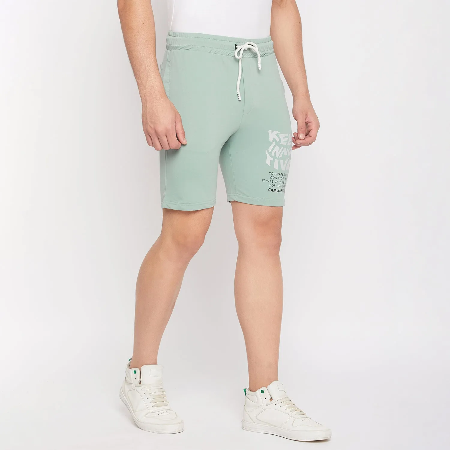 Camla Barcelona Sea Green Cotton Shorts