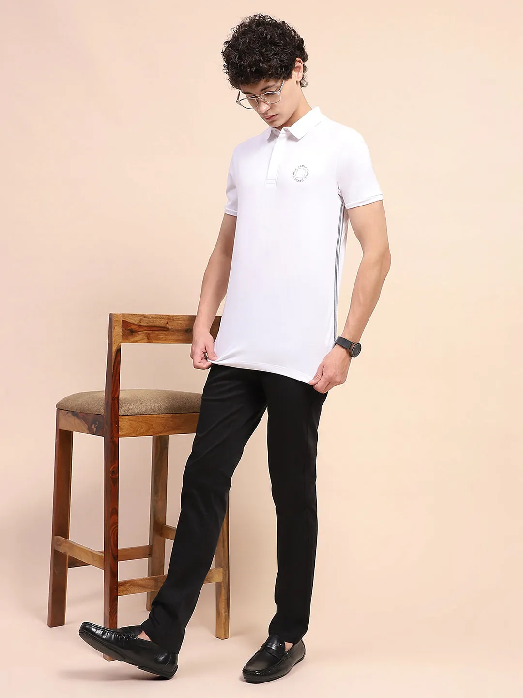 Camla Barcelona Solid Black Straight Fit Trousers