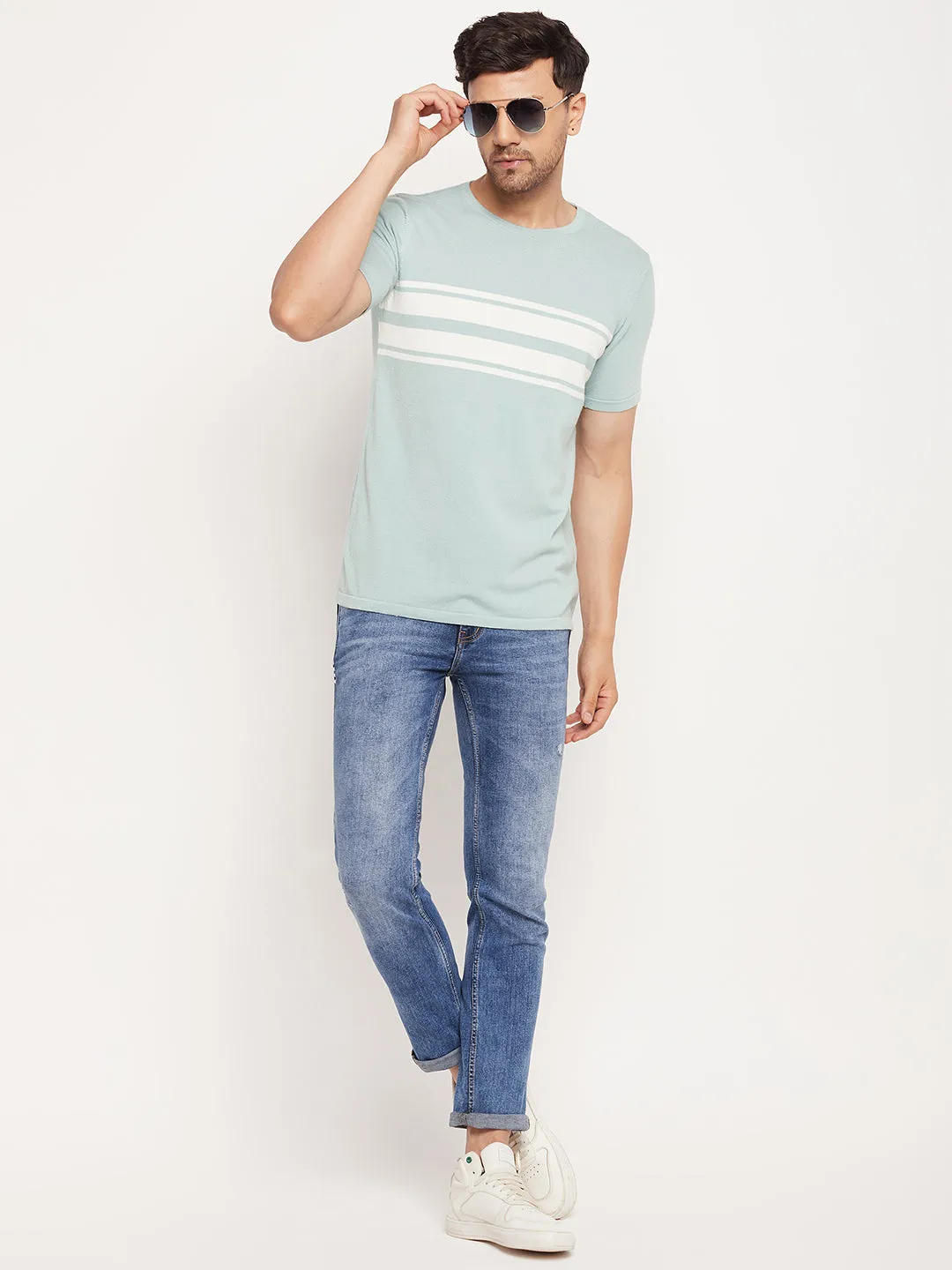 Camla Barcelona Washed Blue Regular Jeans For Men