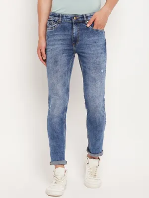 Camla Barcelona Washed Blue Regular Jeans For Men