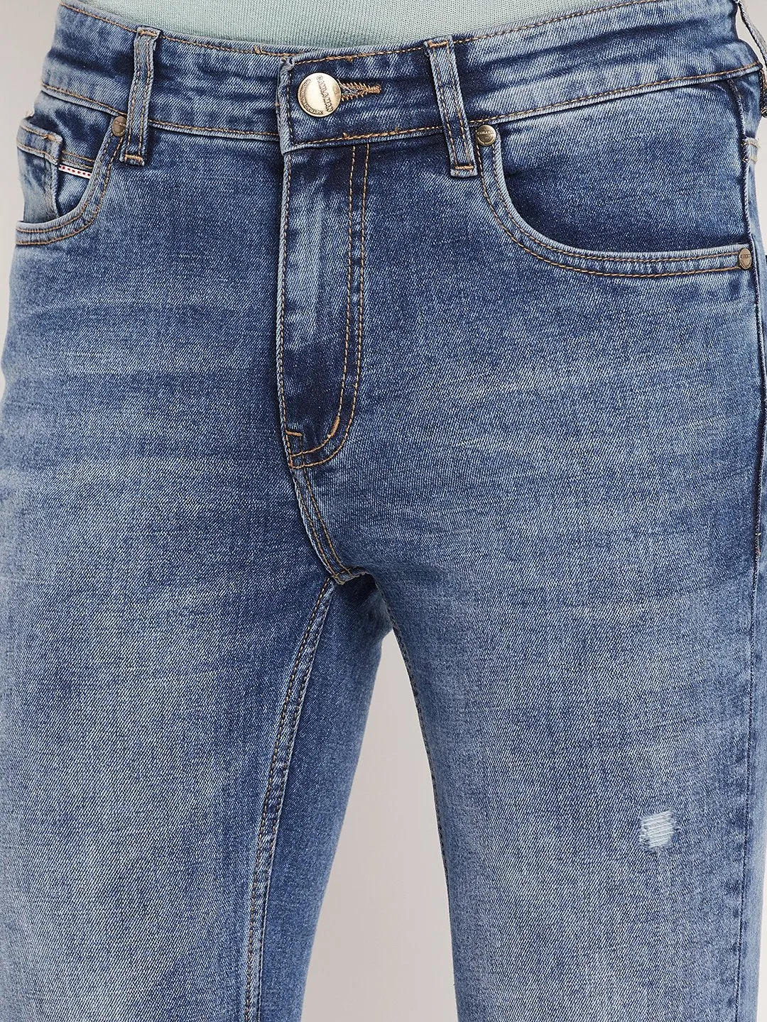 Camla Barcelona Washed Blue Regular Jeans For Men