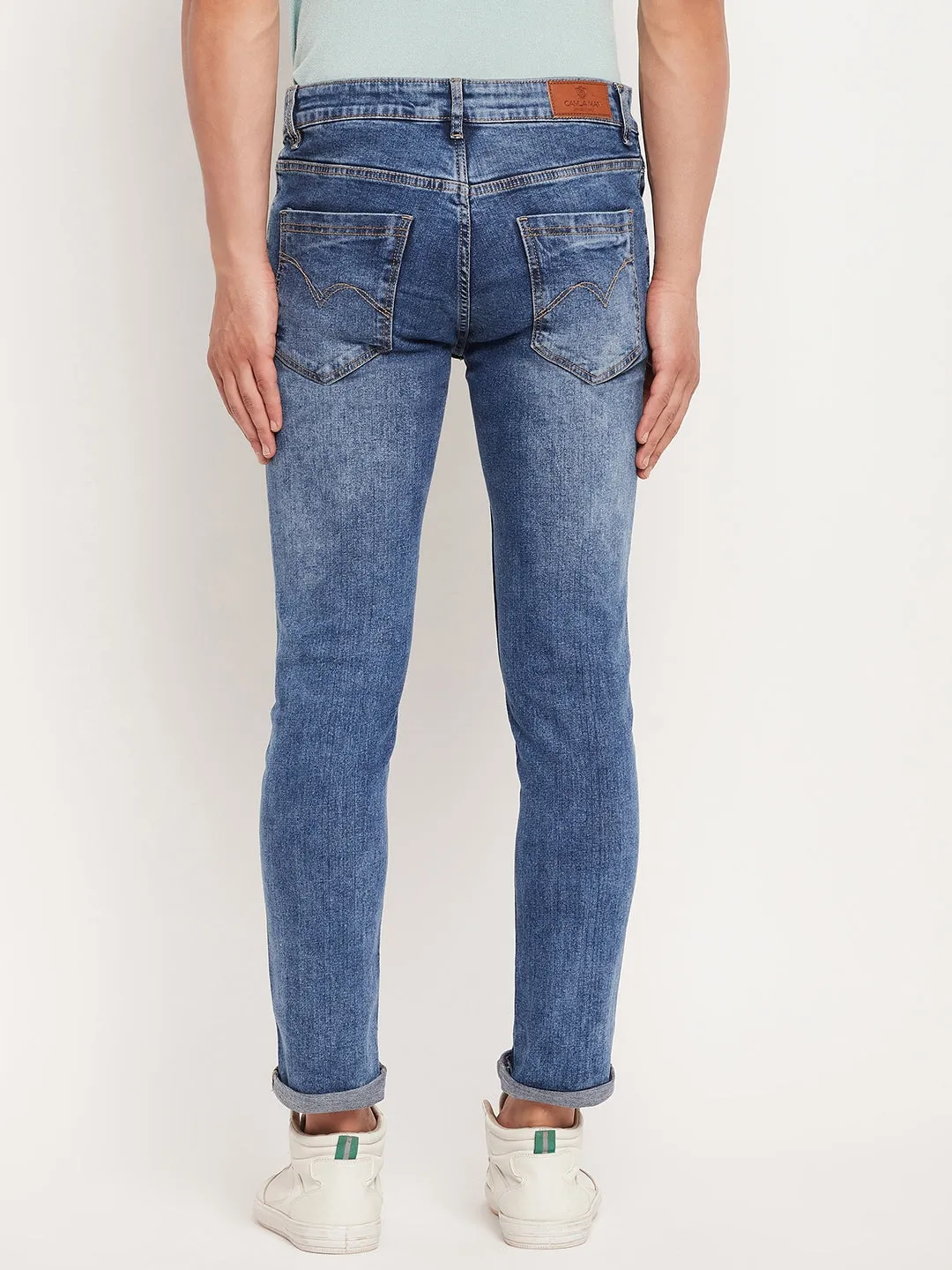 Camla Barcelona Washed Blue Regular Jeans For Men