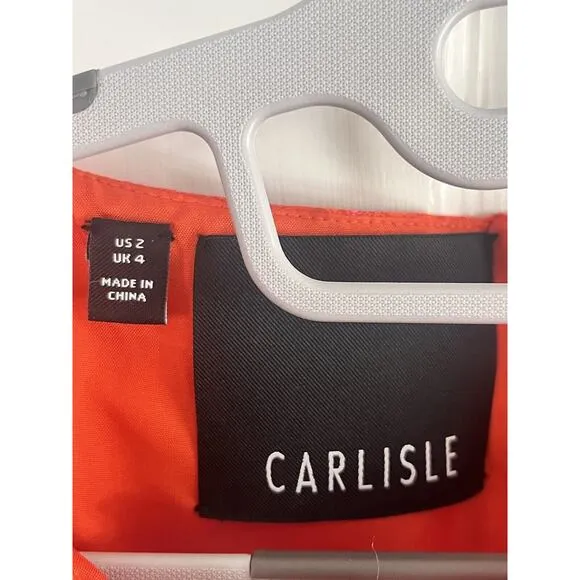 Carlisle Structured Sleeveless Cocktail Dress •2• Orange Pink Floral Party Belt