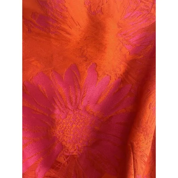 Carlisle Structured Sleeveless Cocktail Dress •2• Orange Pink Floral Party Belt