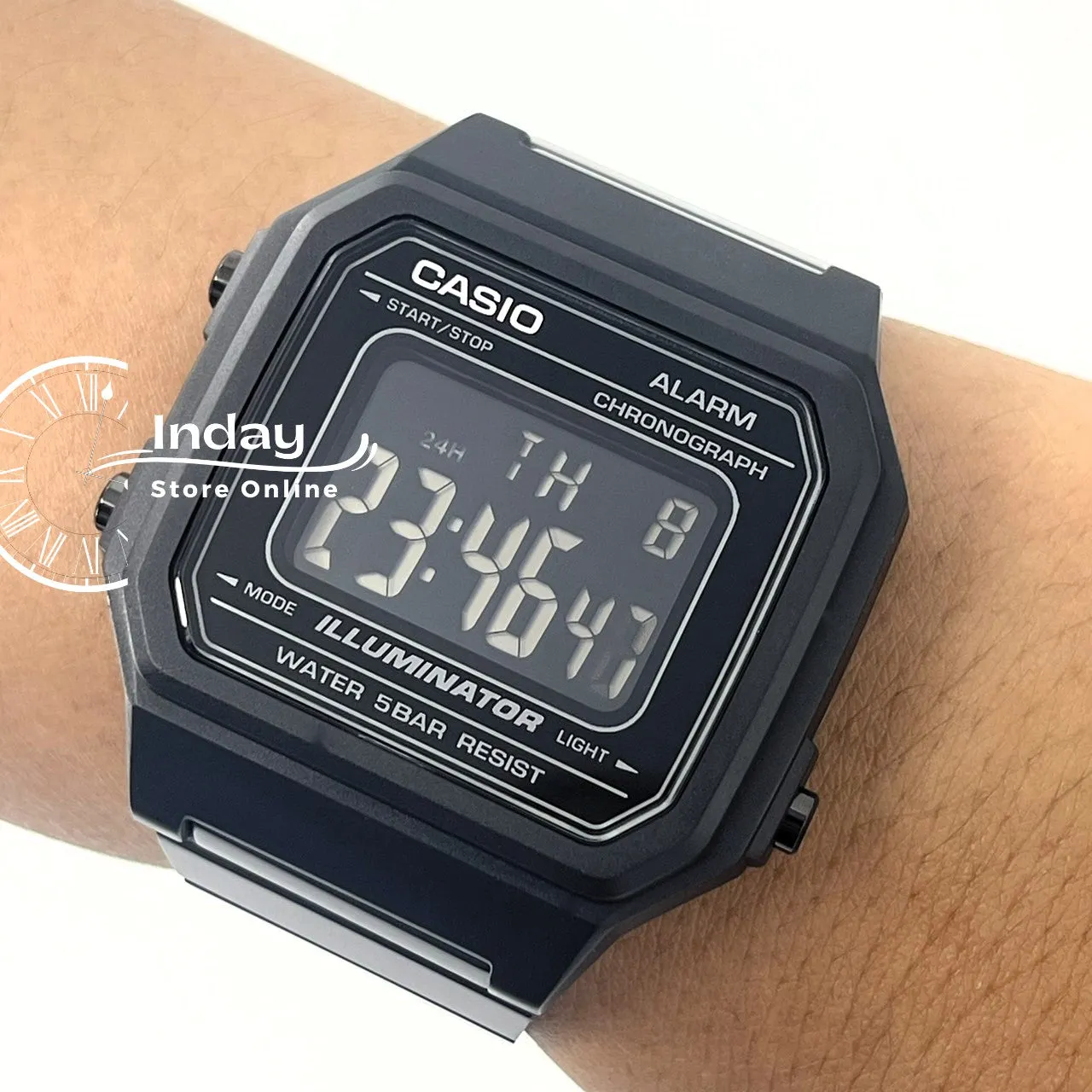 Casio Vintage Unisex Watch B650WB-1B Black Plated Stainless Steel Strap Self-adjustable Band