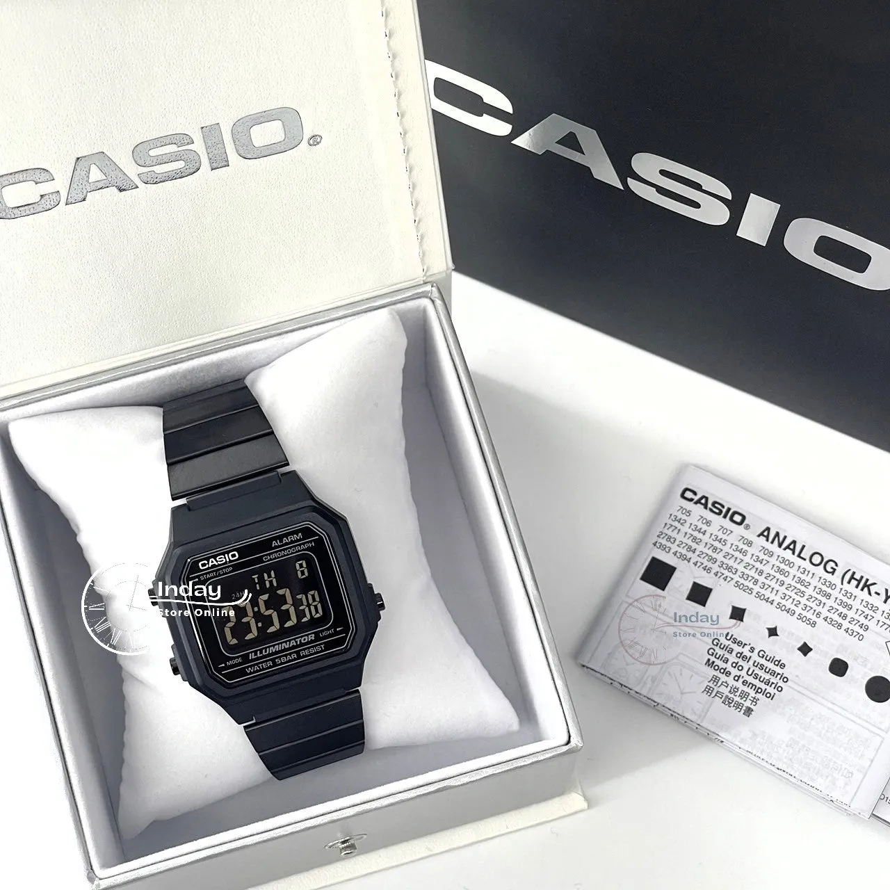 Casio Vintage Unisex Watch B650WB-1B Black Plated Stainless Steel Strap Self-adjustable Band