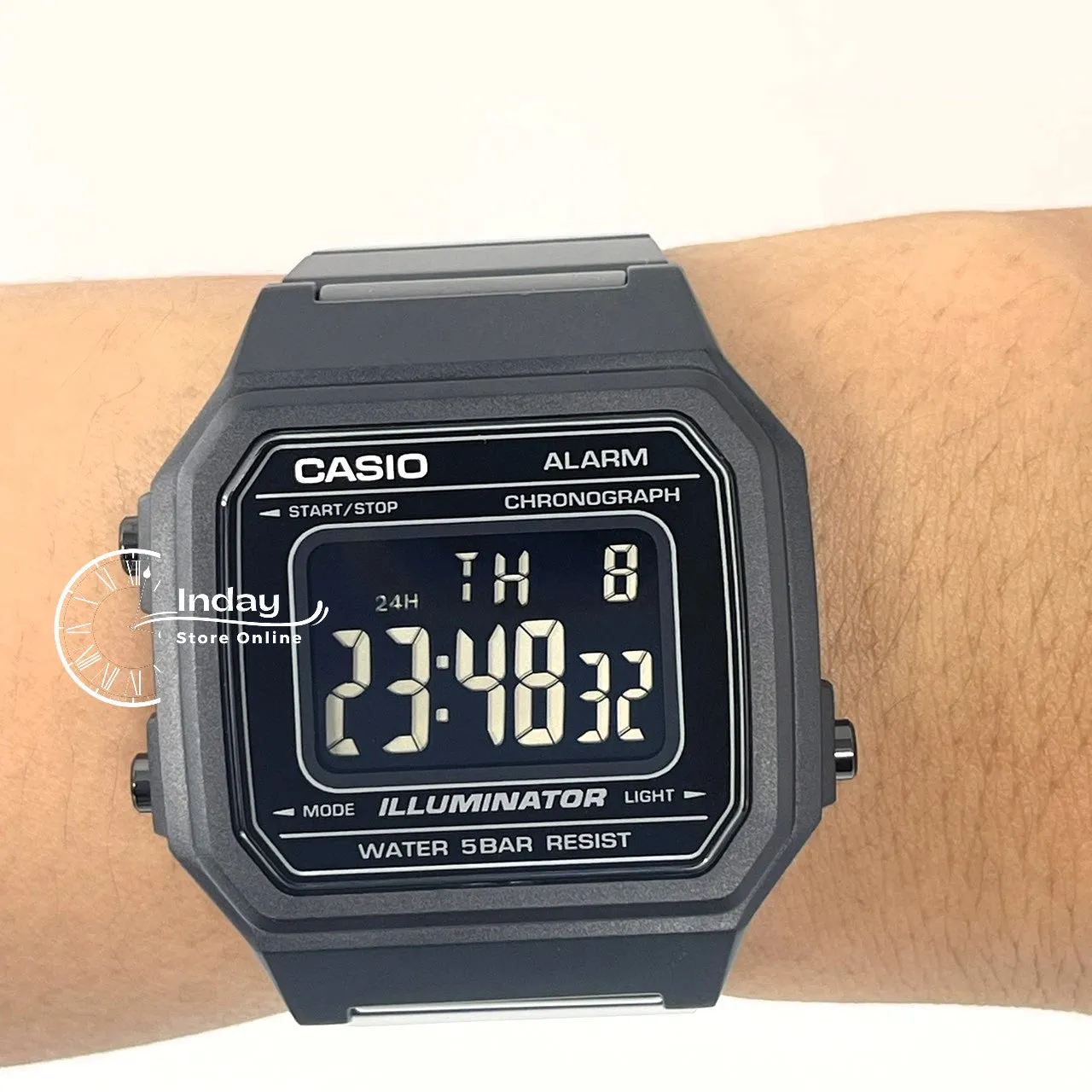 Casio Vintage Unisex Watch B650WB-1B Black Plated Stainless Steel Strap Self-adjustable Band
