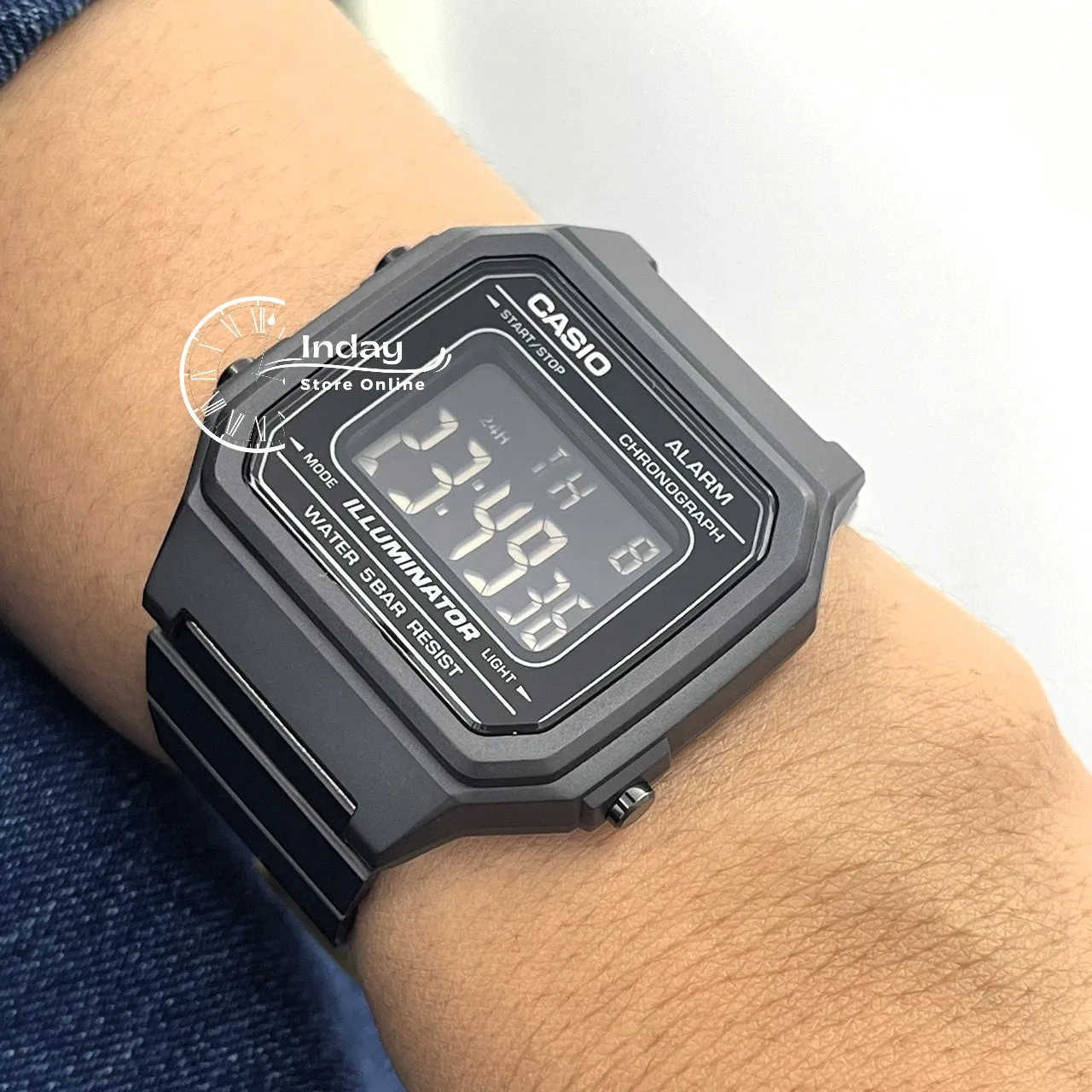 Casio Vintage Unisex Watch B650WB-1B Black Plated Stainless Steel Strap Self-adjustable Band
