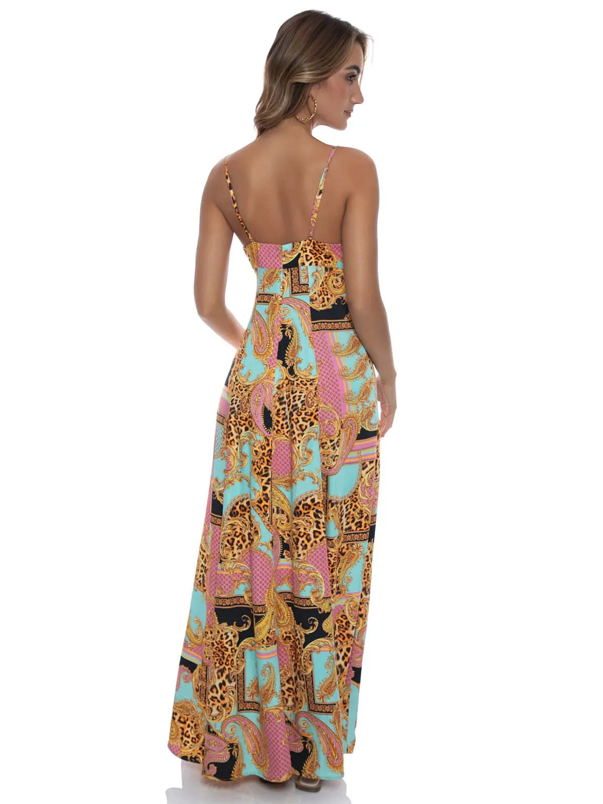 Chain Bralette Side Slit Maxi Dress