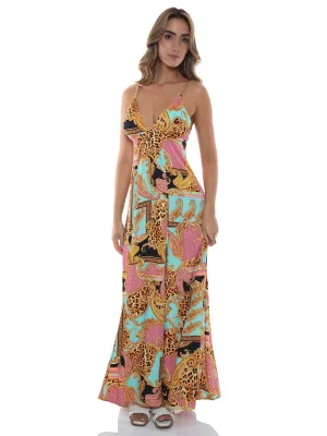 Chain Bralette Side Slit Maxi Dress