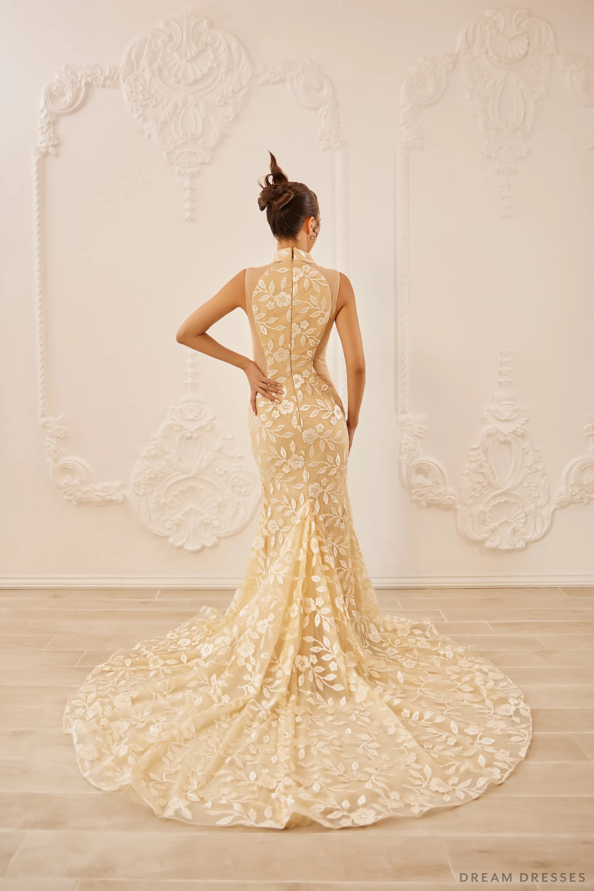 Champagne Bridal Cheongsam | Couture Lace Modern Cheongsam  (#LUNA)
