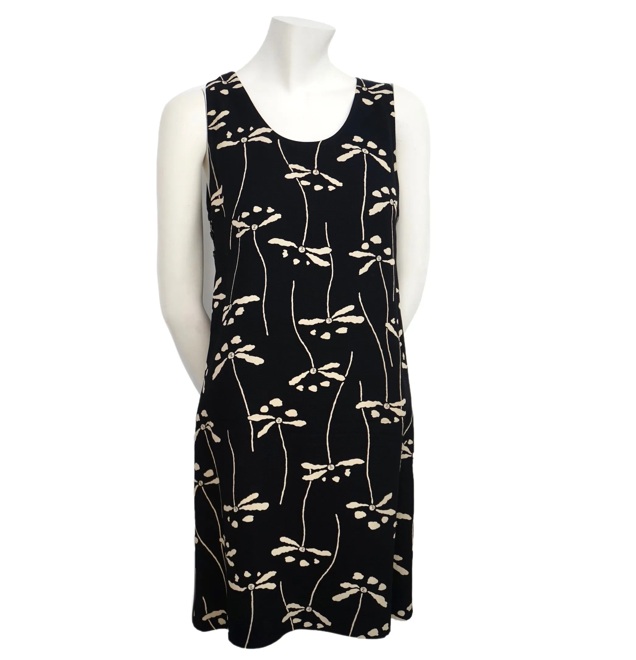 Chanel Vintage Black & Beige Dragonfly Dress