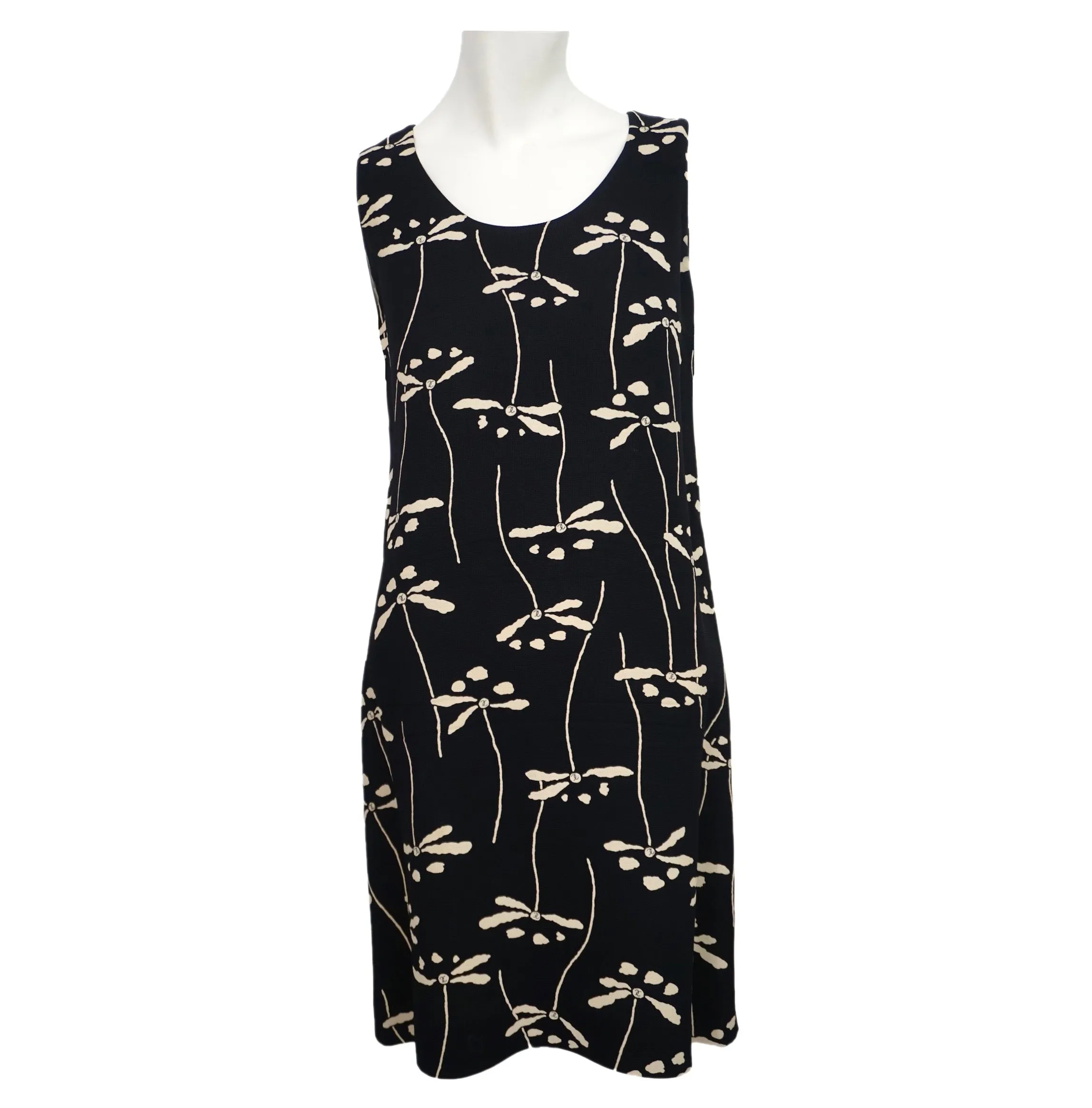Chanel Vintage Black & Beige Dragonfly Dress
