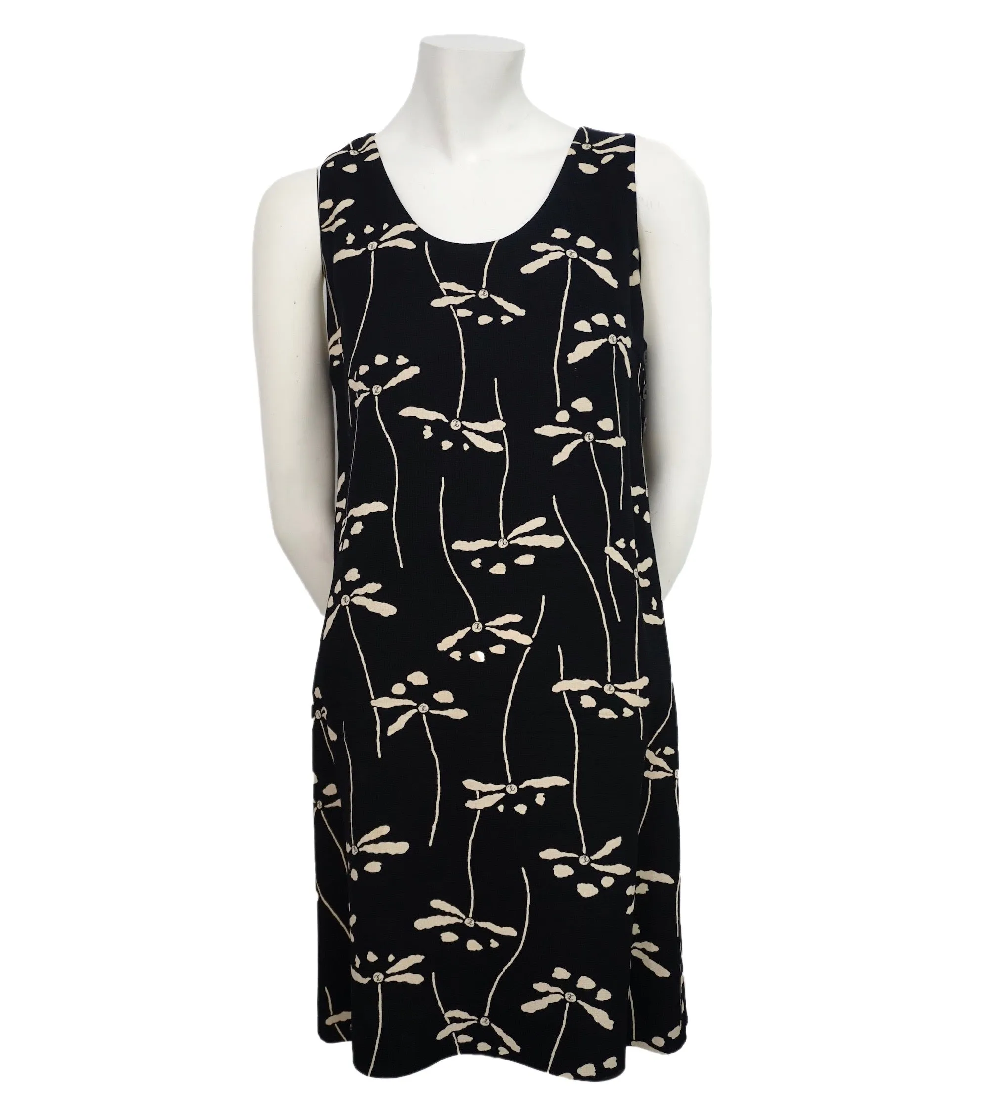 Chanel Vintage Black & Beige Dragonfly Dress