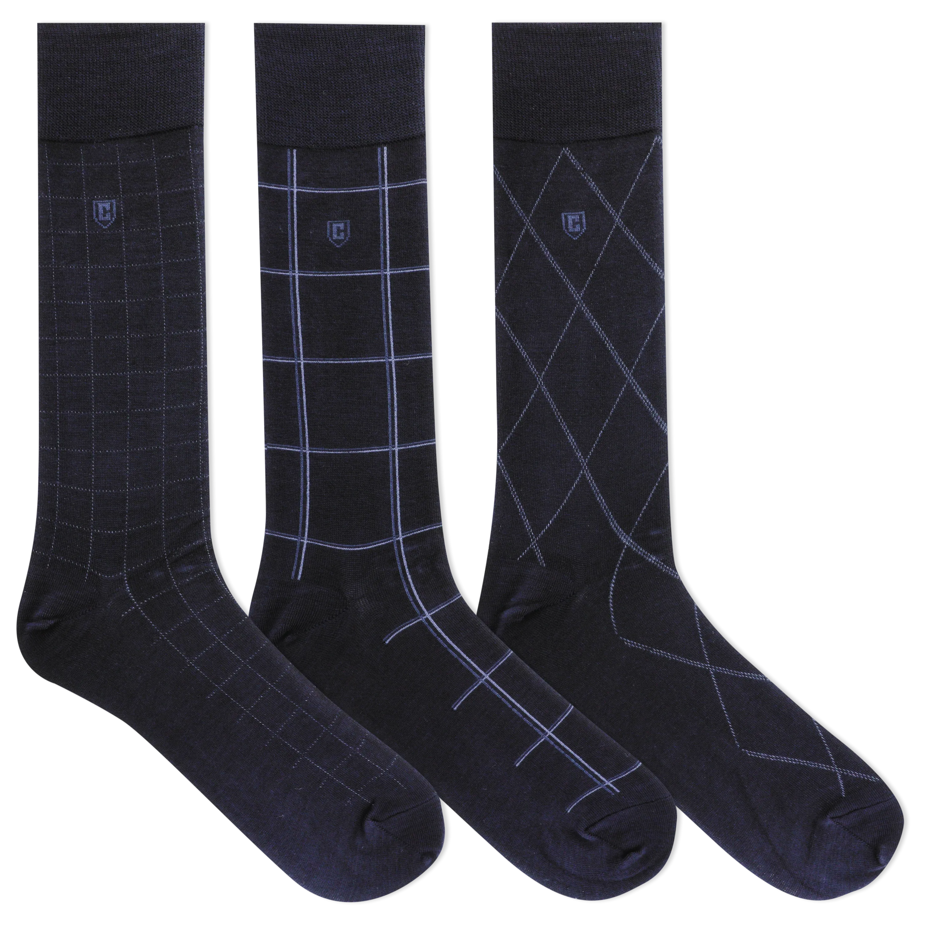 Chaps Men's Dashed Windowpane Dress Crew Socks 3 Pair