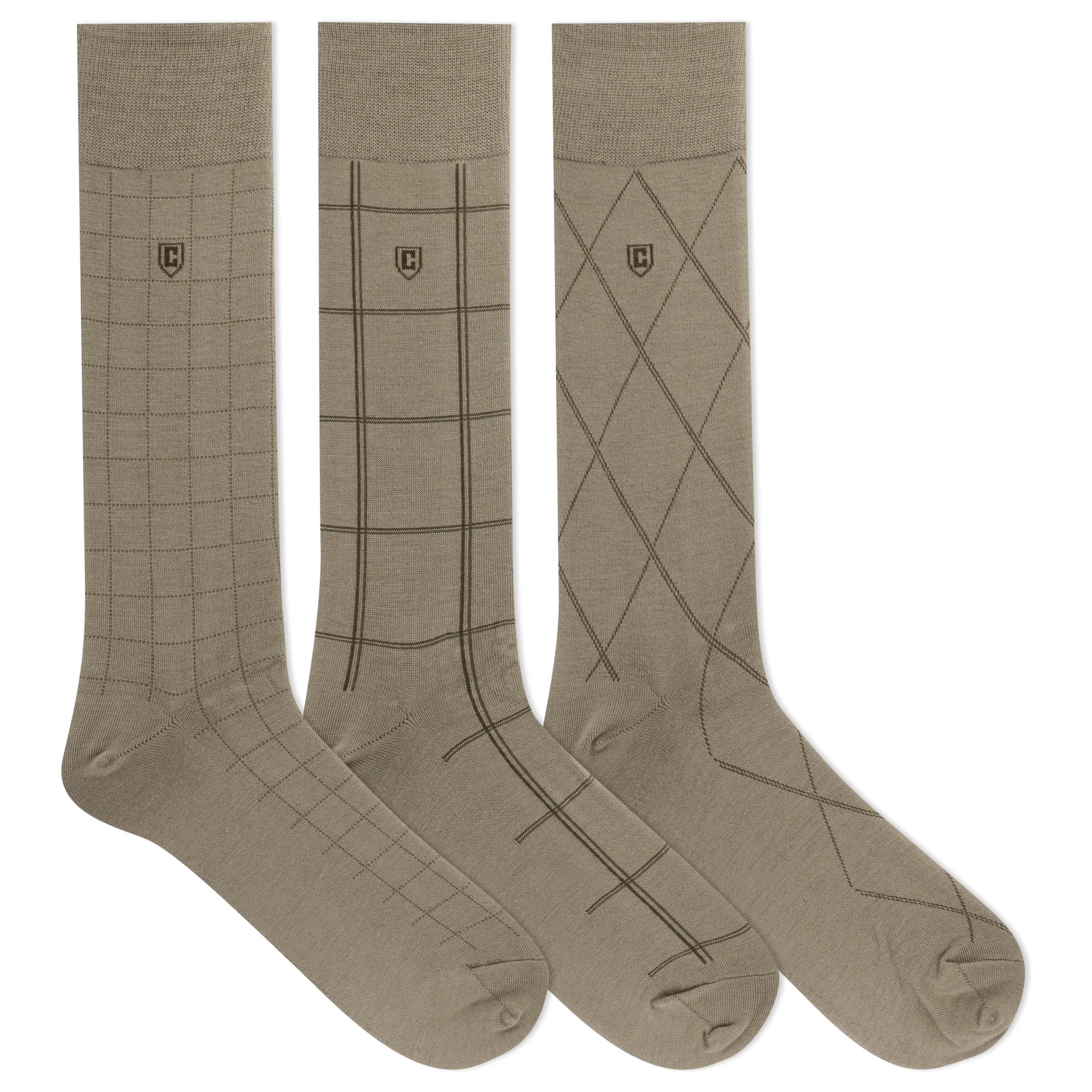 Chaps Men's Dashed Windowpane Dress Crew Socks 3 Pair