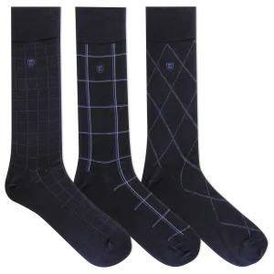 Chaps Men's Dashed Windowpane Dress Crew Socks 3 Pair