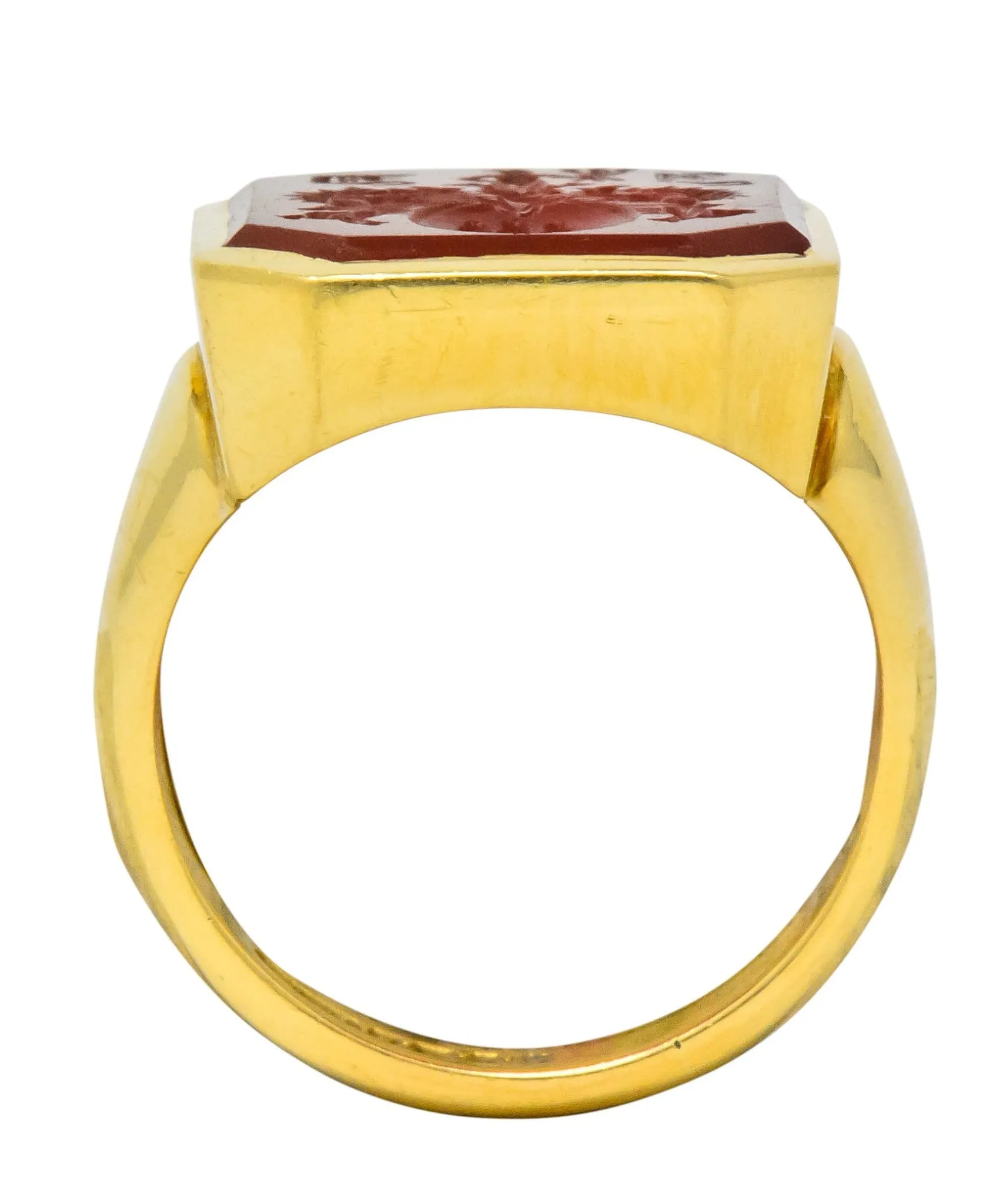 Charles Green & Son Vintage English Carnelian Intaglio 18 Karat Gold Unisex Signet Ring