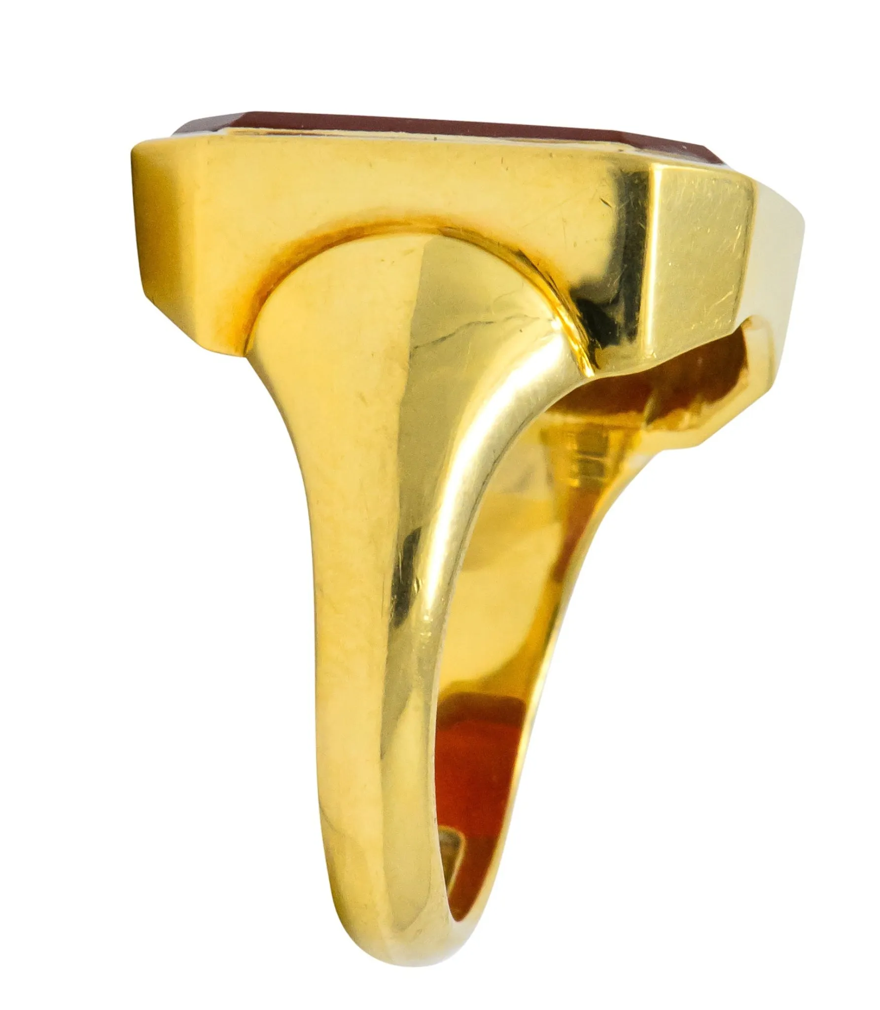 Charles Green & Son Vintage English Carnelian Intaglio 18 Karat Gold Unisex Signet Ring