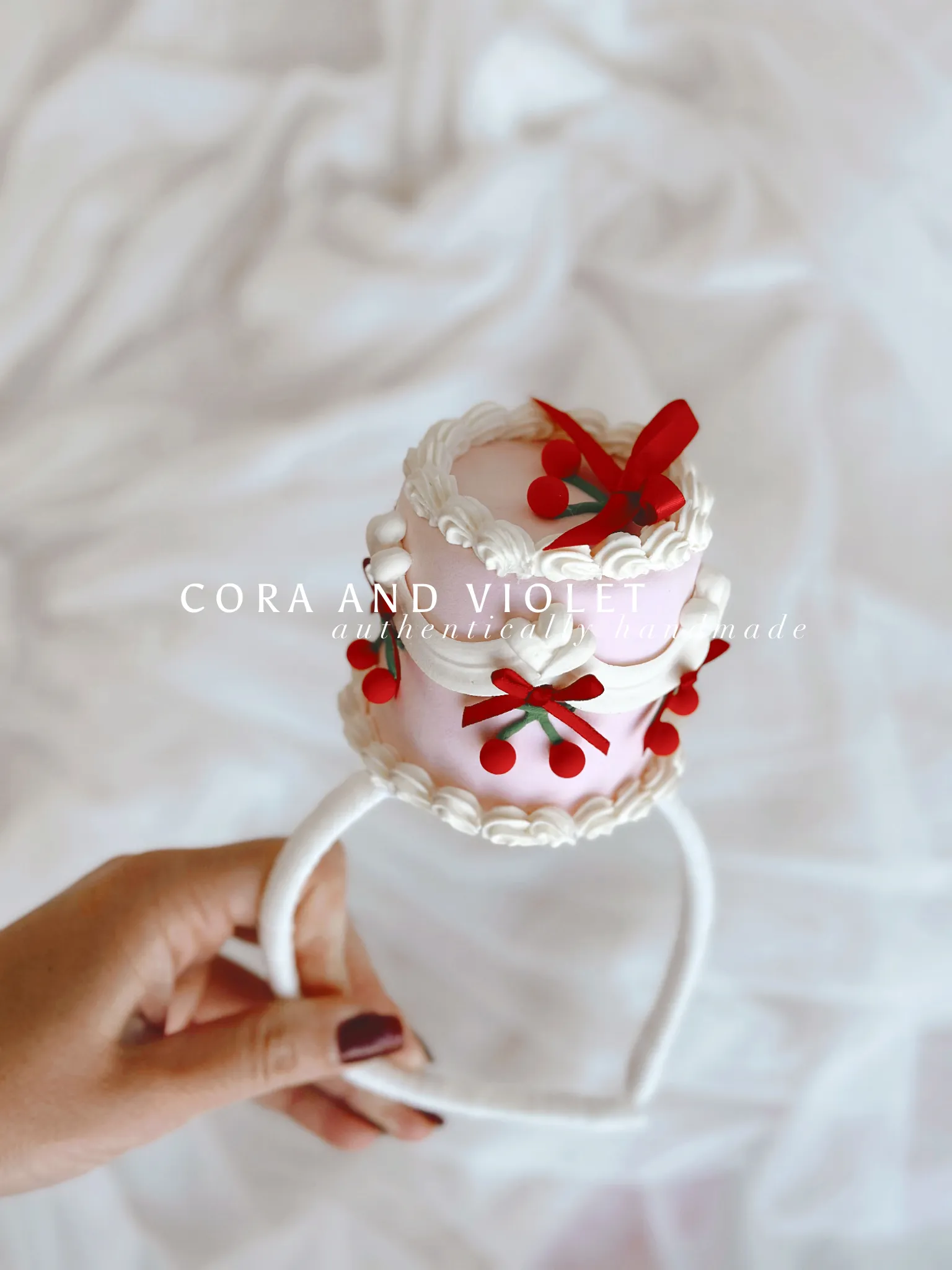 Cherry birthday cake headband