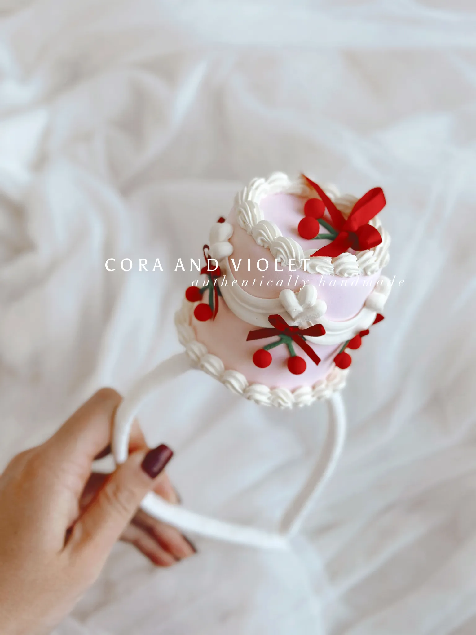 Cherry birthday cake headband