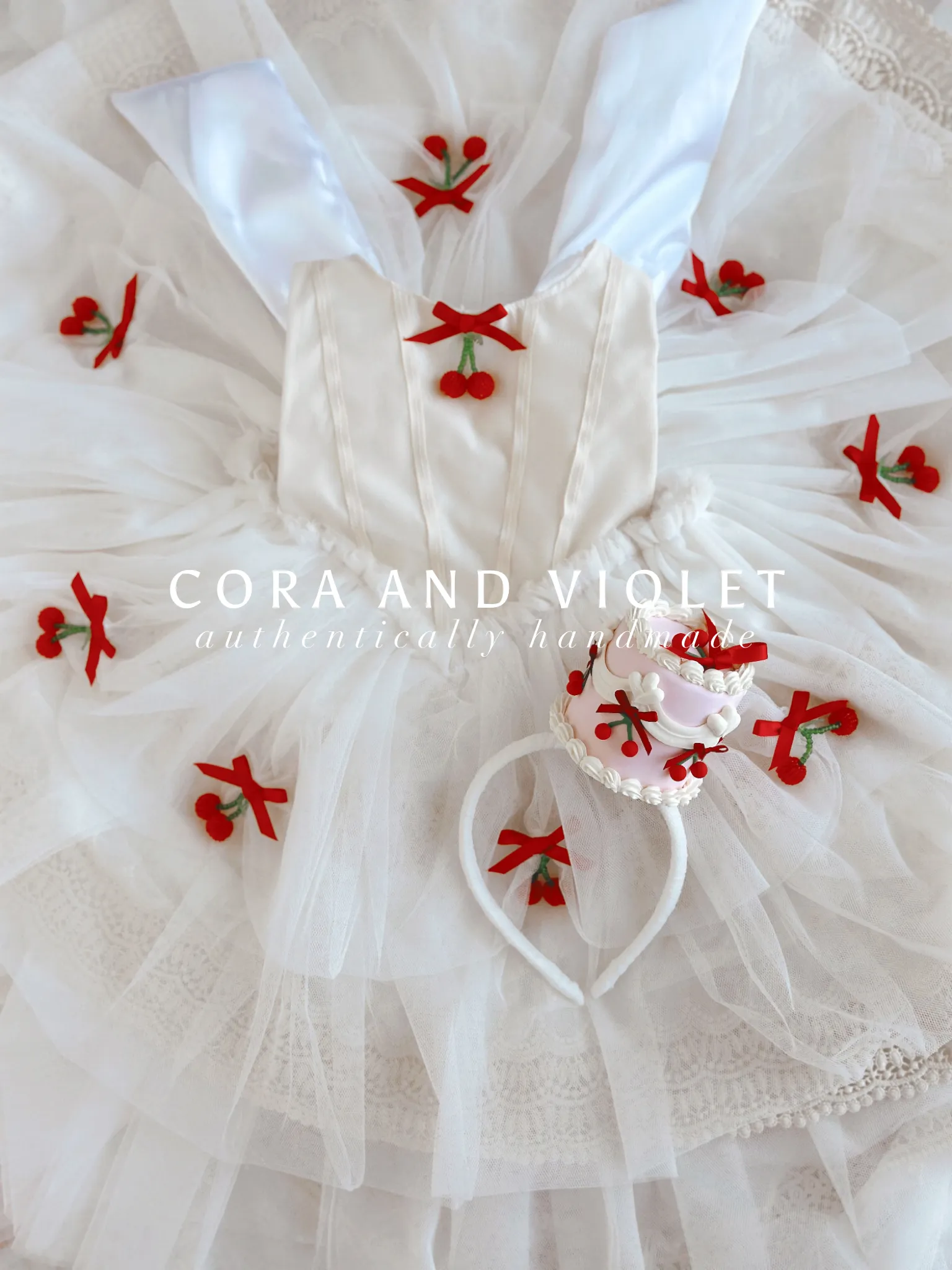 Cherry birthday cake headband