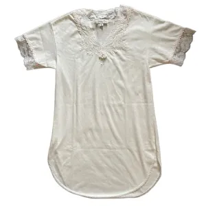 Christian Dior Vintage Union Label White Cotton Dollette Lace Trim Nightgown