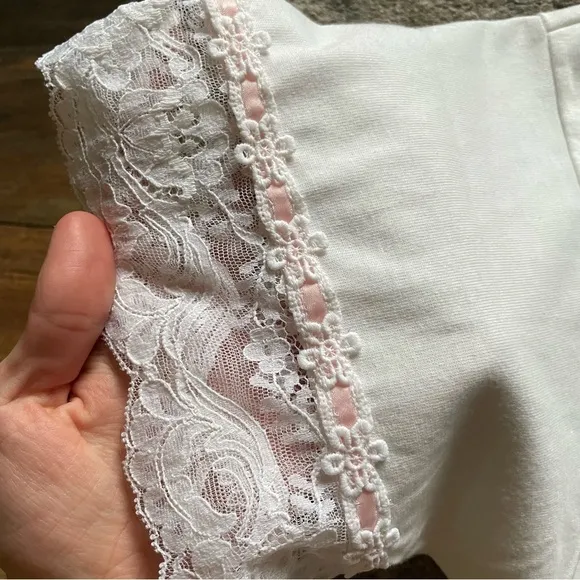 Christian Dior Vintage Union Label White Cotton Dollette Lace Trim Nightgown
