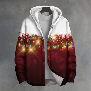 Christmas Colorful Lights Button Cardigan Hoodie 2410003897