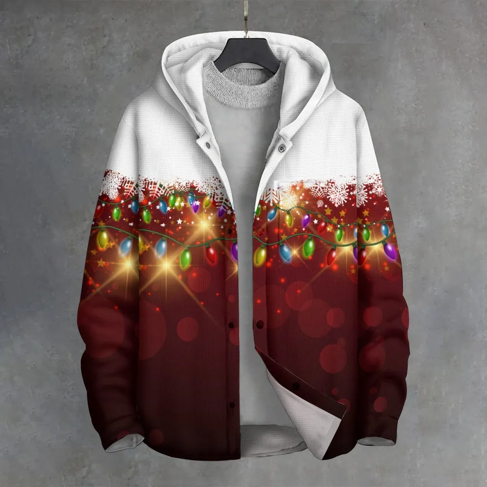Christmas Colorful Lights Button Cardigan Hoodie 2410003897