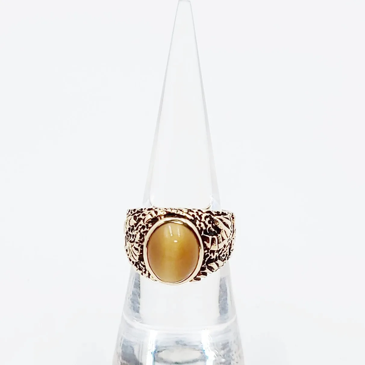 Chrysoberyl Cats Eye Ring 14kt Gold Leaf Nugget Ring