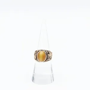 Chrysoberyl Cats Eye Ring 14kt Gold Leaf Nugget Ring