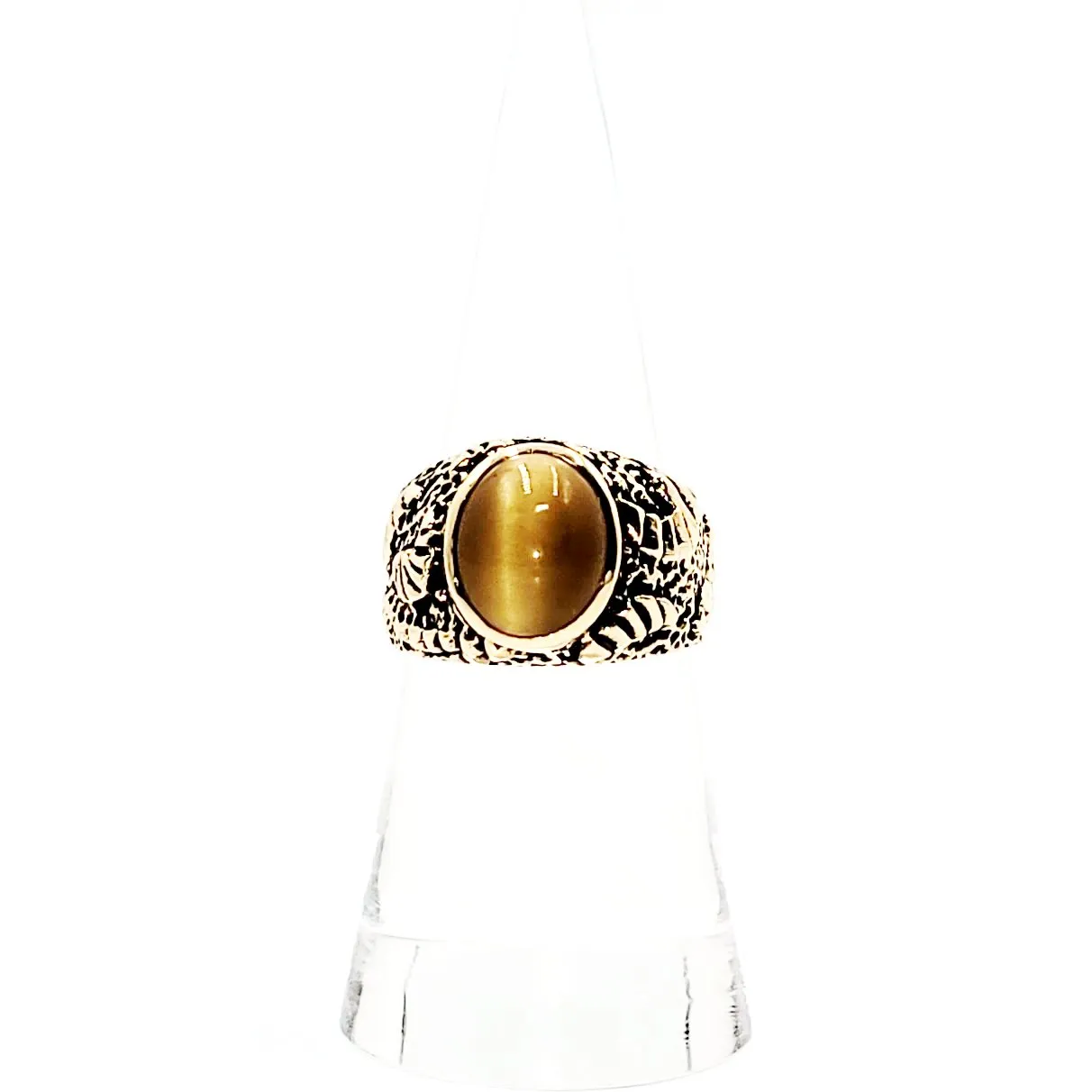 Chrysoberyl Cats Eye Ring 14kt Gold Leaf Nugget Ring