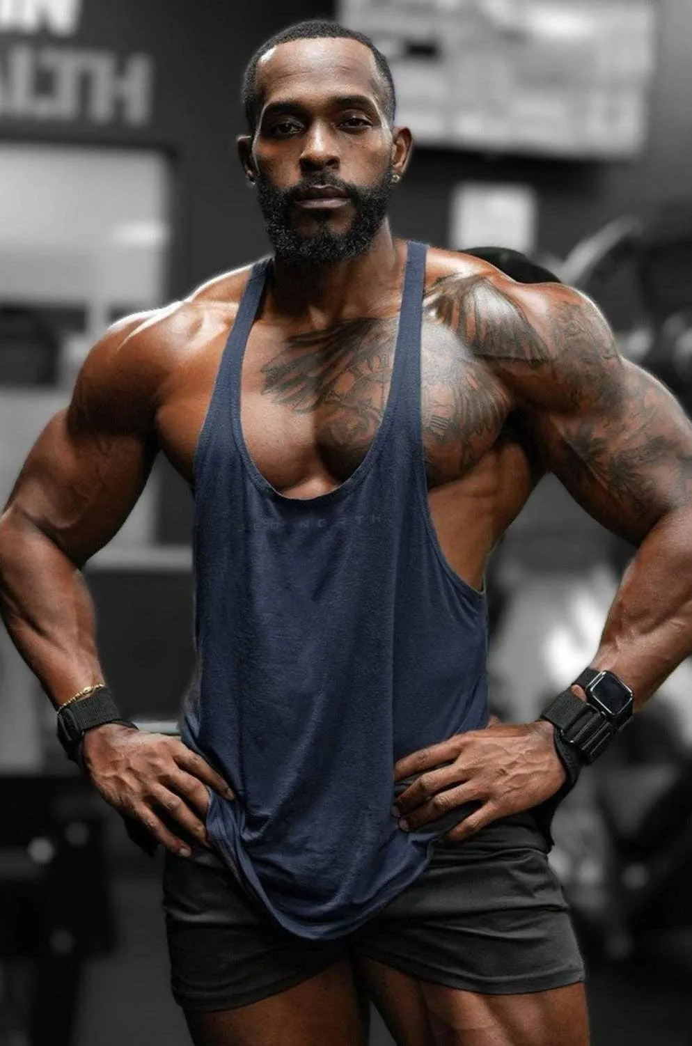 Classic Bodybuilding Racerback Stringer - Navy
