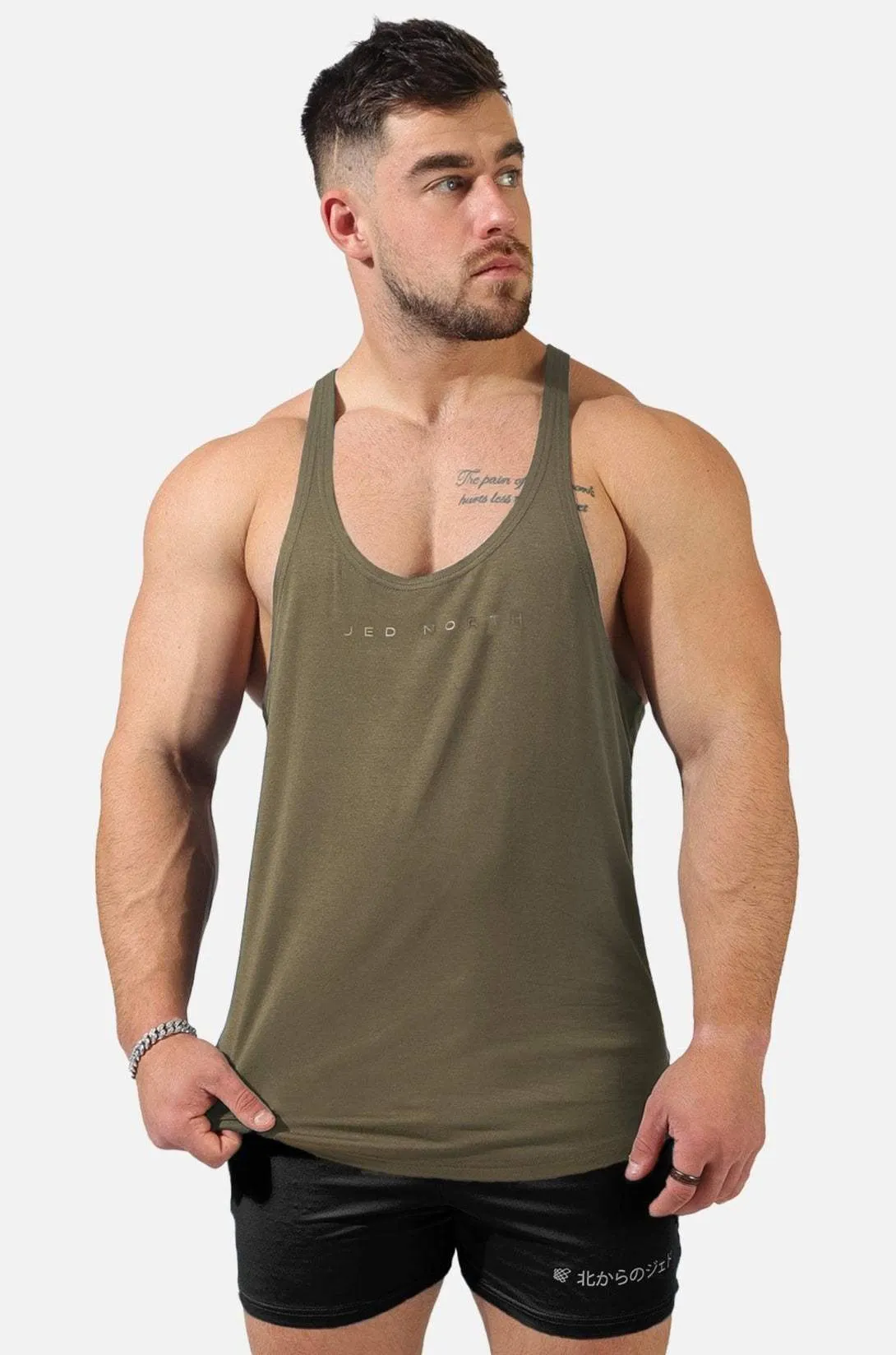 Classic Bodybuilding Racerback Stringer - Olive