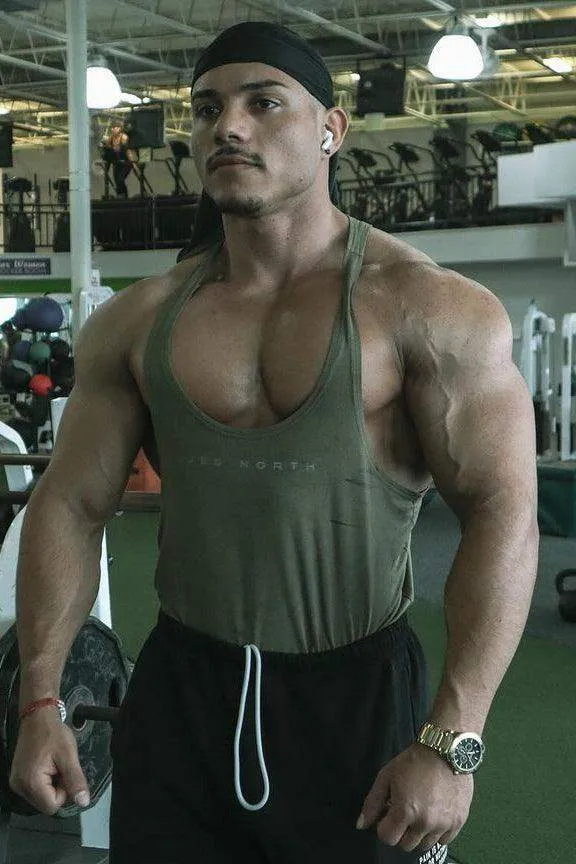 Classic Bodybuilding Racerback Stringer - Olive