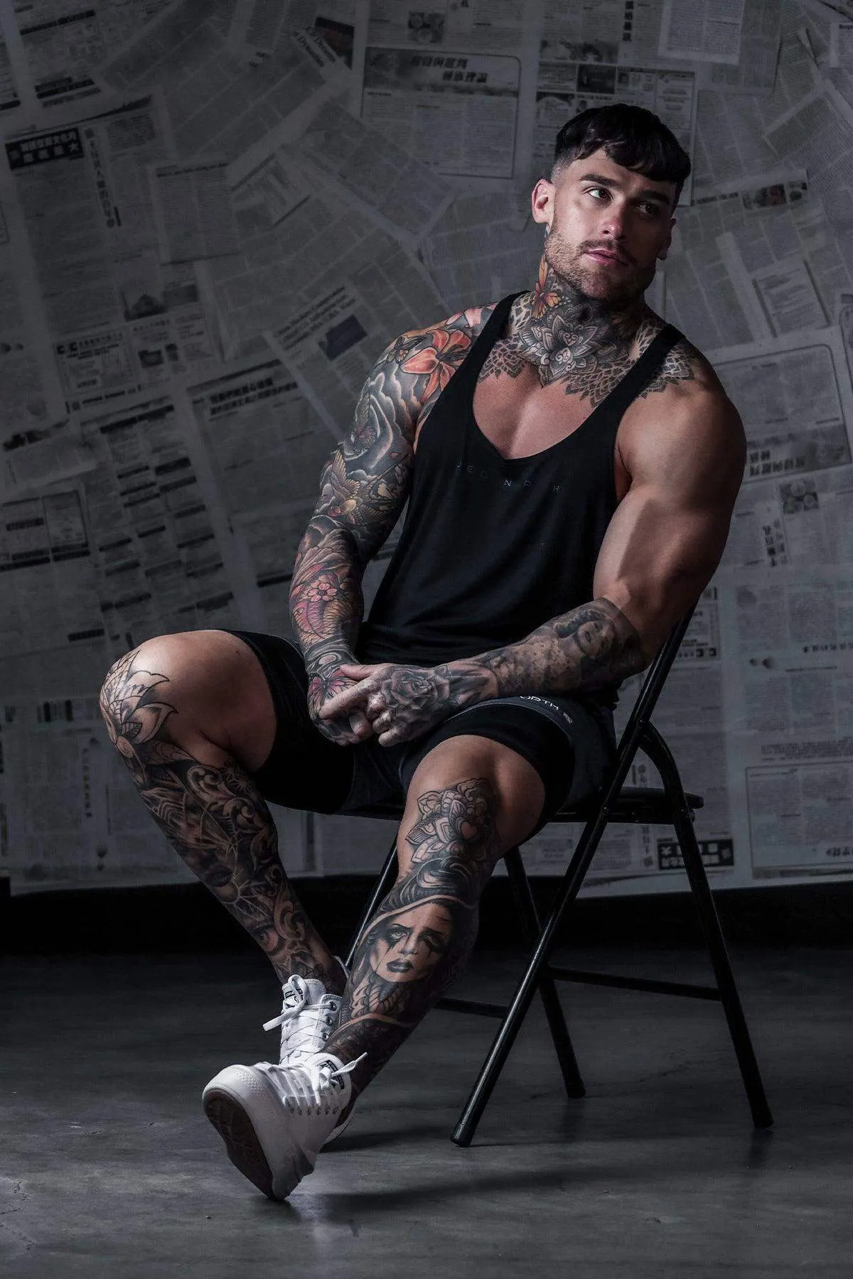 Classic Bodybuilding Racerback Stringer - Premium Black