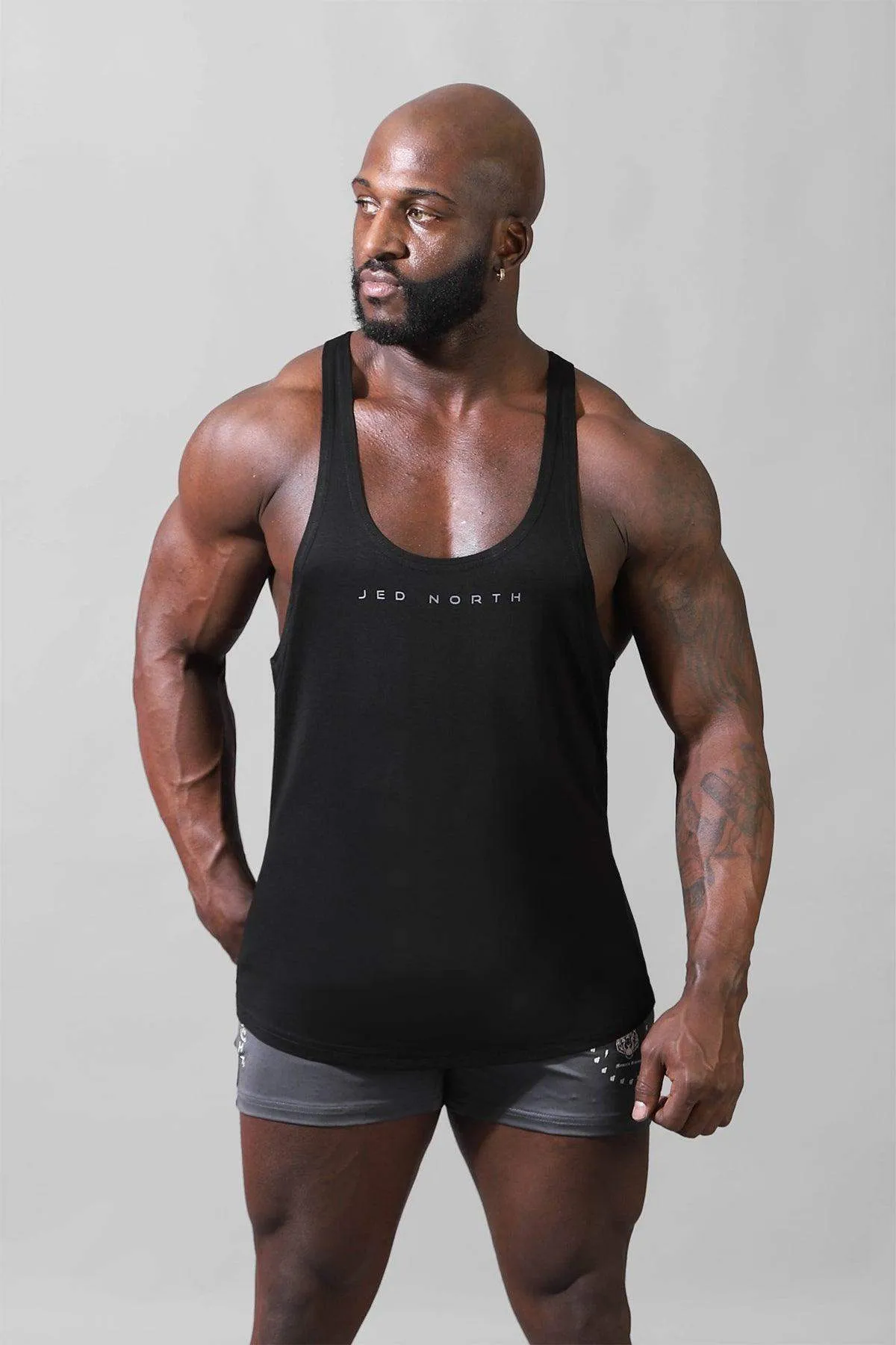 Classic Bodybuilding Racerback Stringer - Premium Black