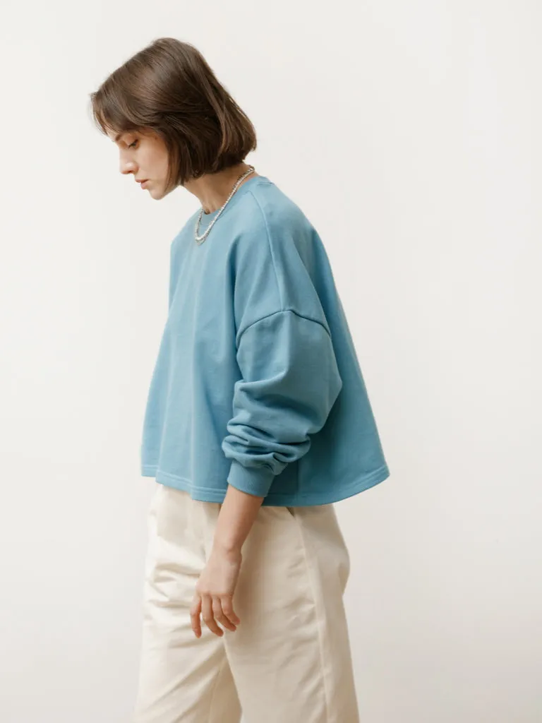 classic crew - lightweight terry bubble gum blue