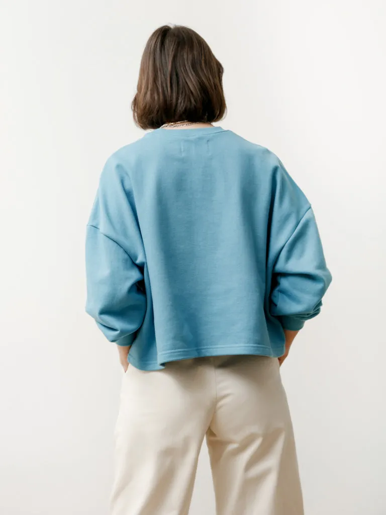 classic crew - lightweight terry bubble gum blue