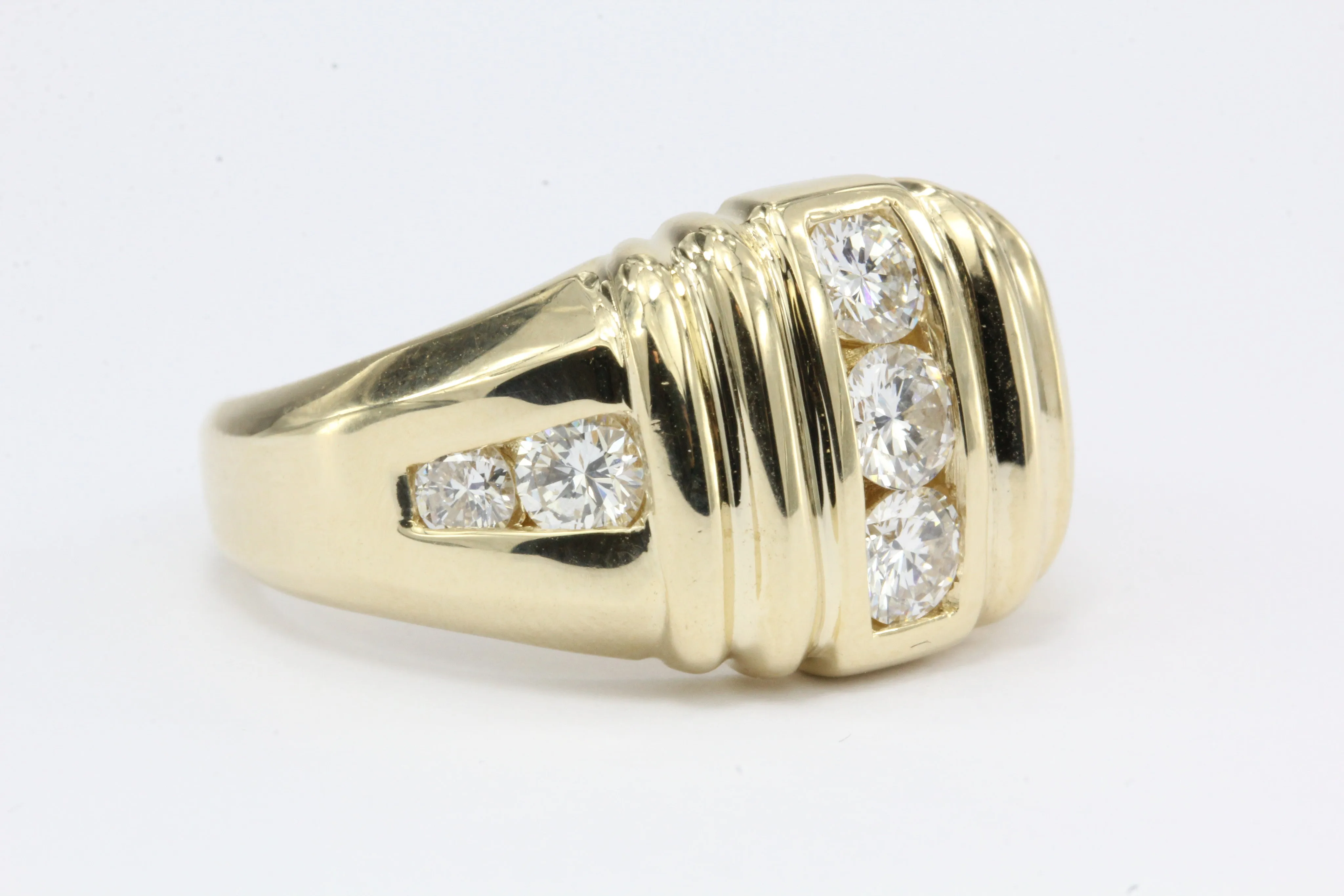 Classic Mens Diamond 14K Gold Ring