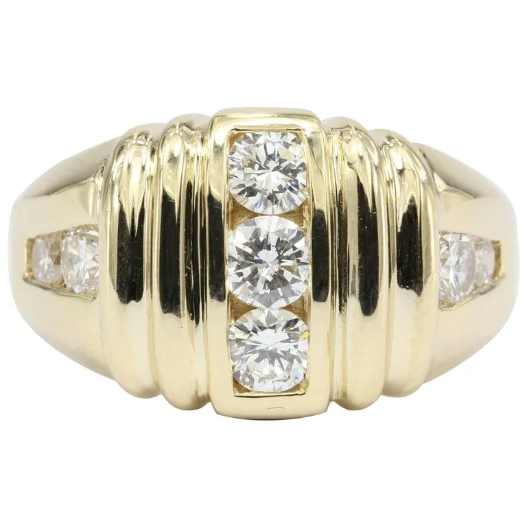 Classic Mens Diamond 14K Gold Ring