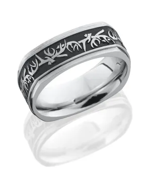 Cobalt Chrome Flat Euro-Square Band with Antler Pattern