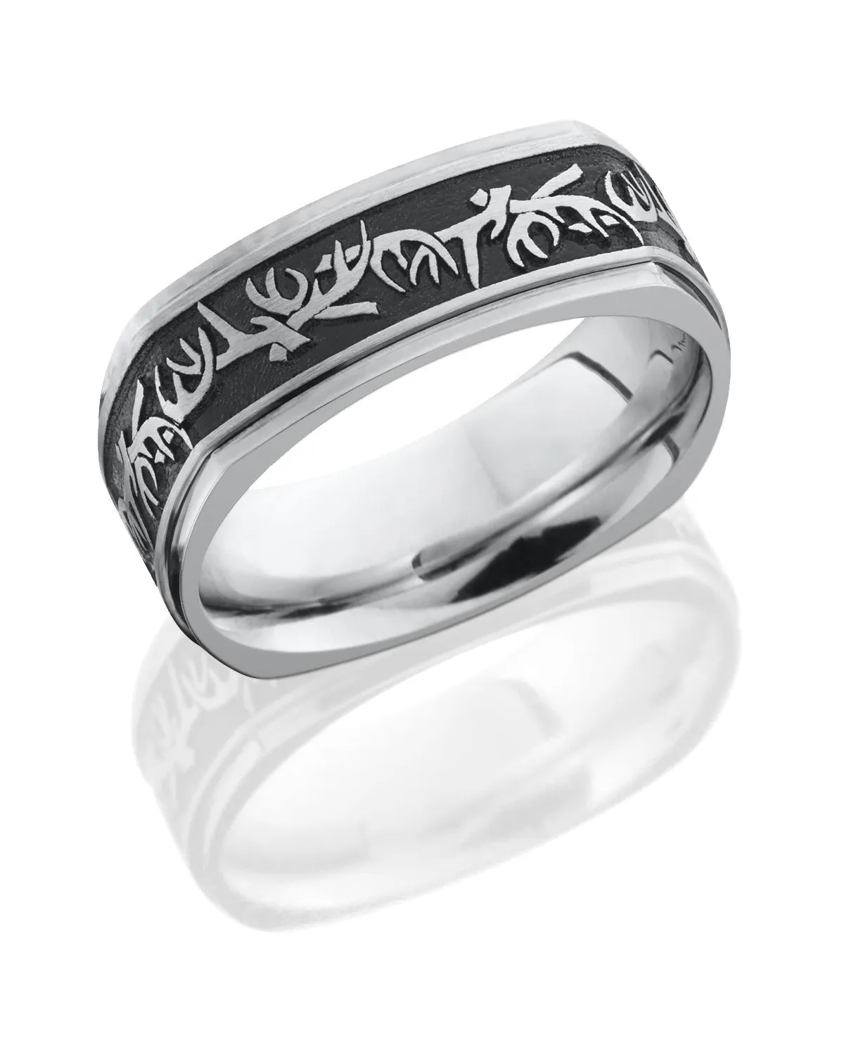Cobalt Chrome Flat Euro-Square Band with Antler Pattern