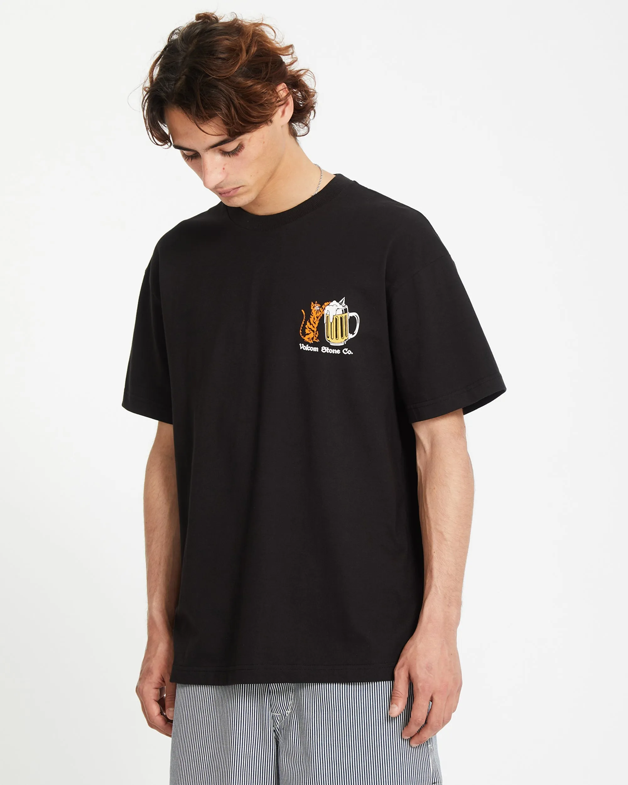 Curious Cat T-shirt - BLACK