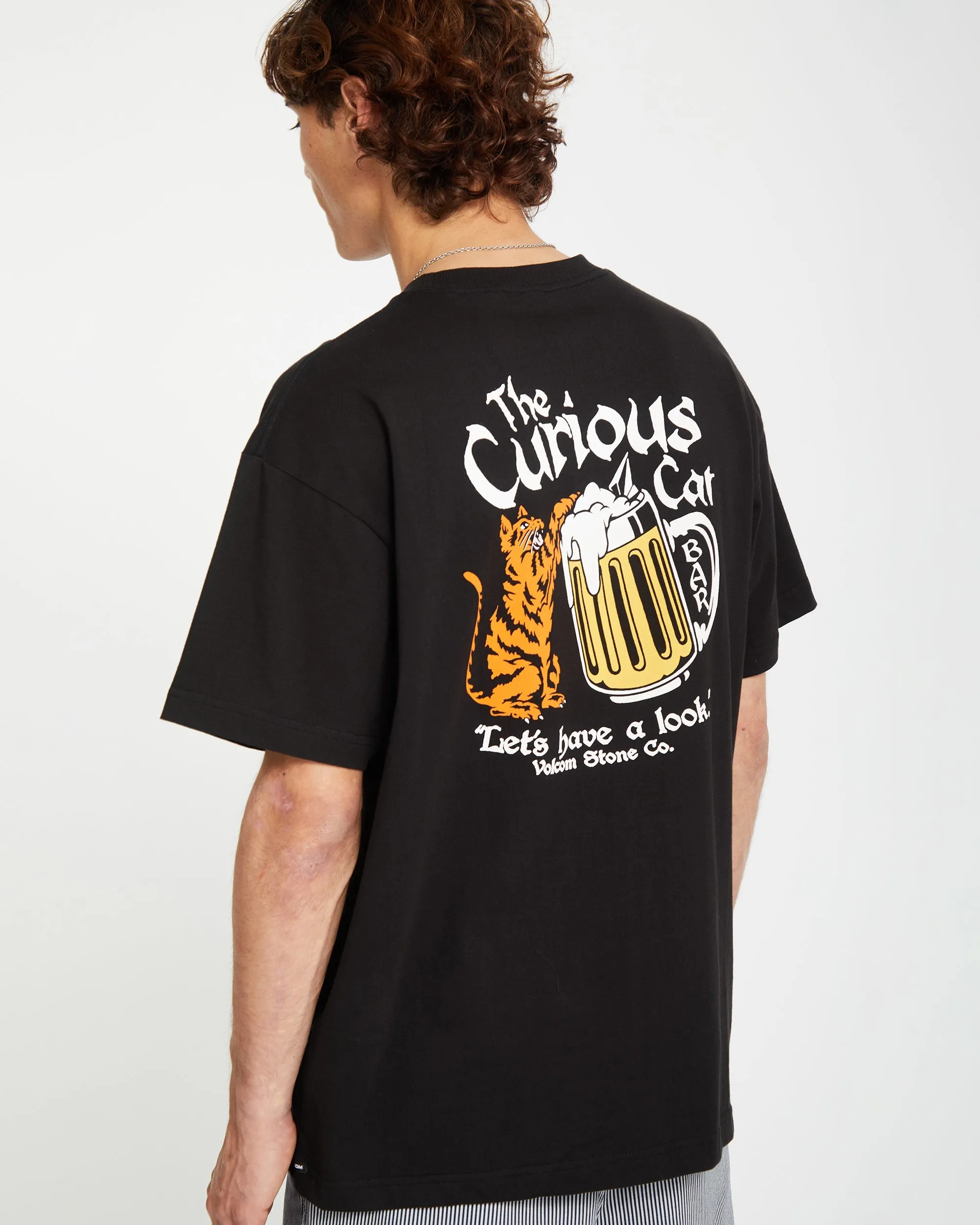 Curious Cat T-shirt - BLACK