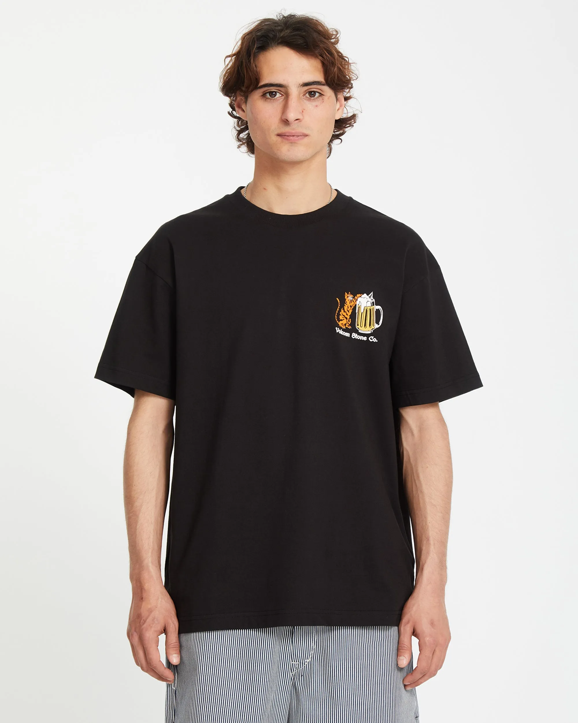 Curious Cat T-shirt - BLACK