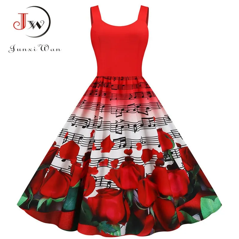 Custom Music Note Print Women Party Dress